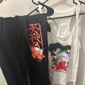 NWOT Inuyasha Pajama Pants & tank - Pants Unisex Medium/ Tank top Large Womens